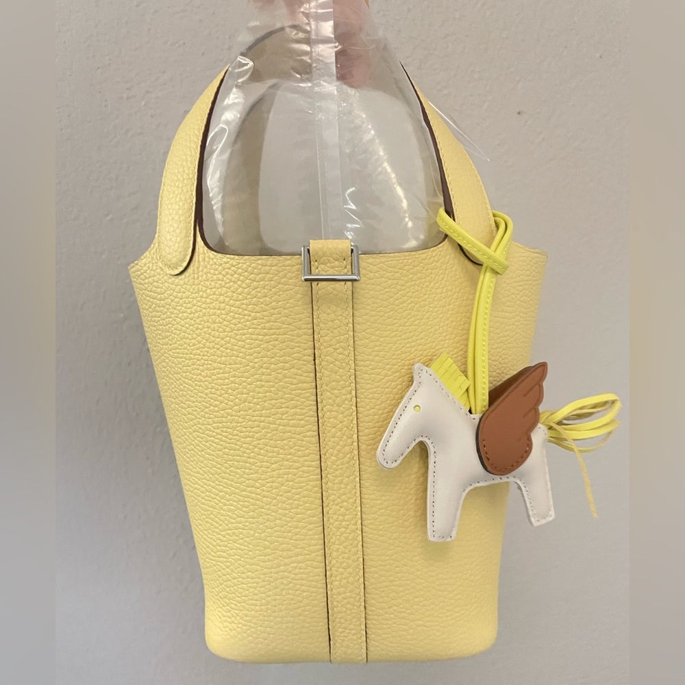 Yellow Leather Tote Bag ( Customized Picotin 18 without logo)